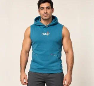 MÜSA Fighter Spirit Hooded Tank in Quantum Teal – front view