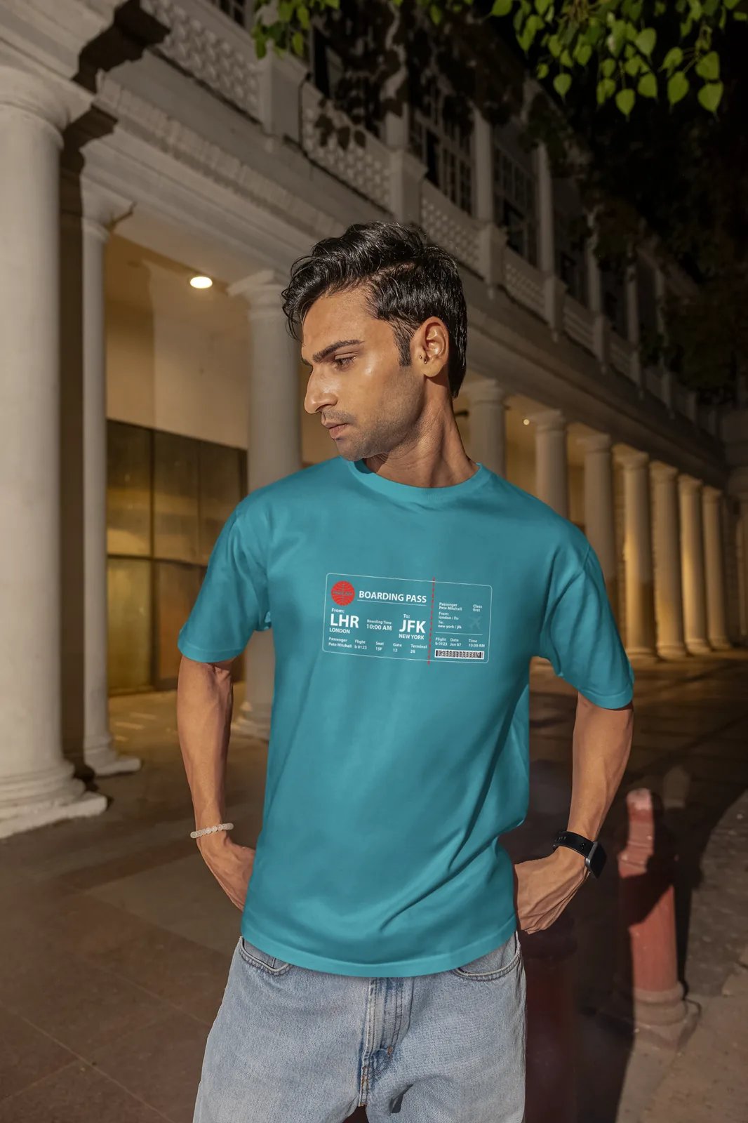 Boarding Pass T-Shirt – LHR to JFK Aviation Tee - Image 4