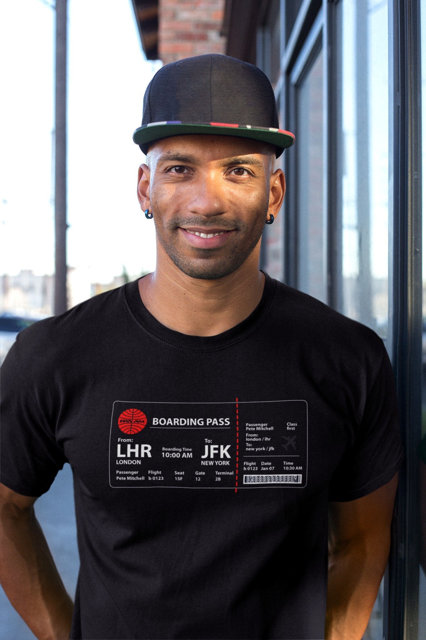 Boarding Pass T-Shirt – LHR to JFK Aviation Tee