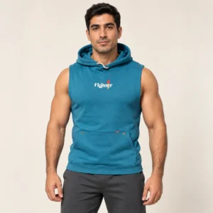 MÜSA Fighter Spirit Hooded Tank in Quantum Teal – front view